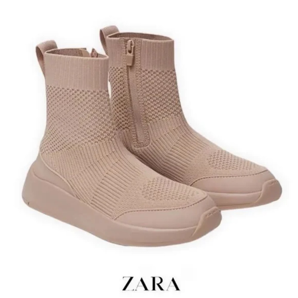Zara  Knit Sneakers Kids Pink Sock Style High Tops